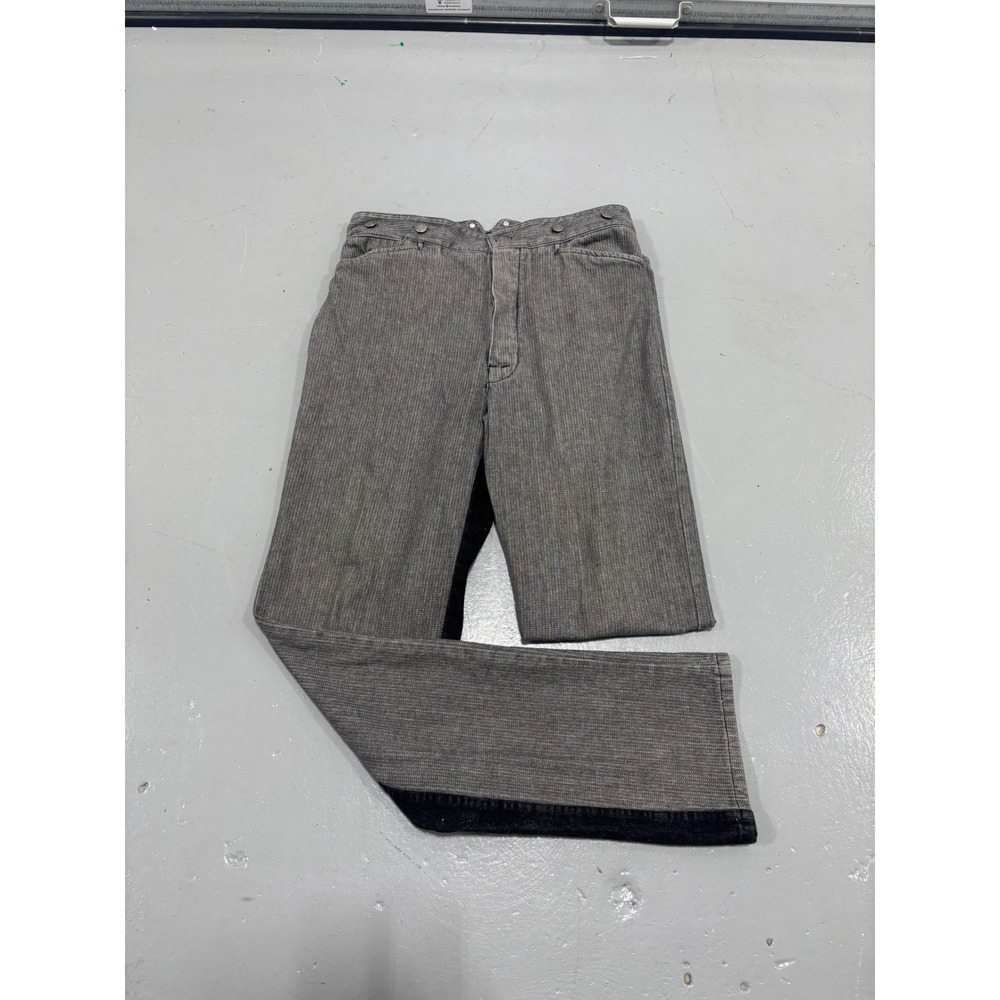 Wah Maker Mens Western Saddle Pants Grey Pinstripe Cinch Back Made in USA 34